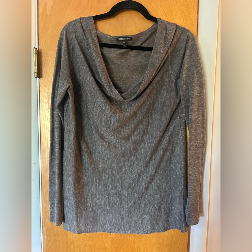 Eileen Fisher Charcoal Cowl Neck Top